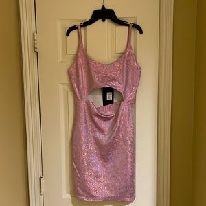 Cut the the Chase Metallic Dress Pink/Purple
